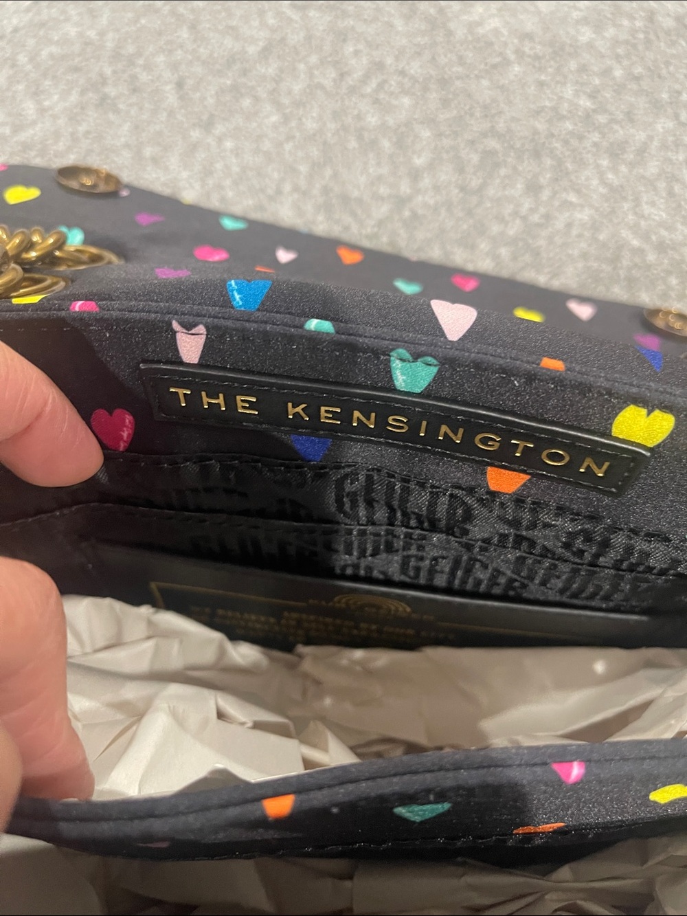 Kurt Geiger Black Multicolor Crystal Heart Crossbody Bag - Picture 13 of 17